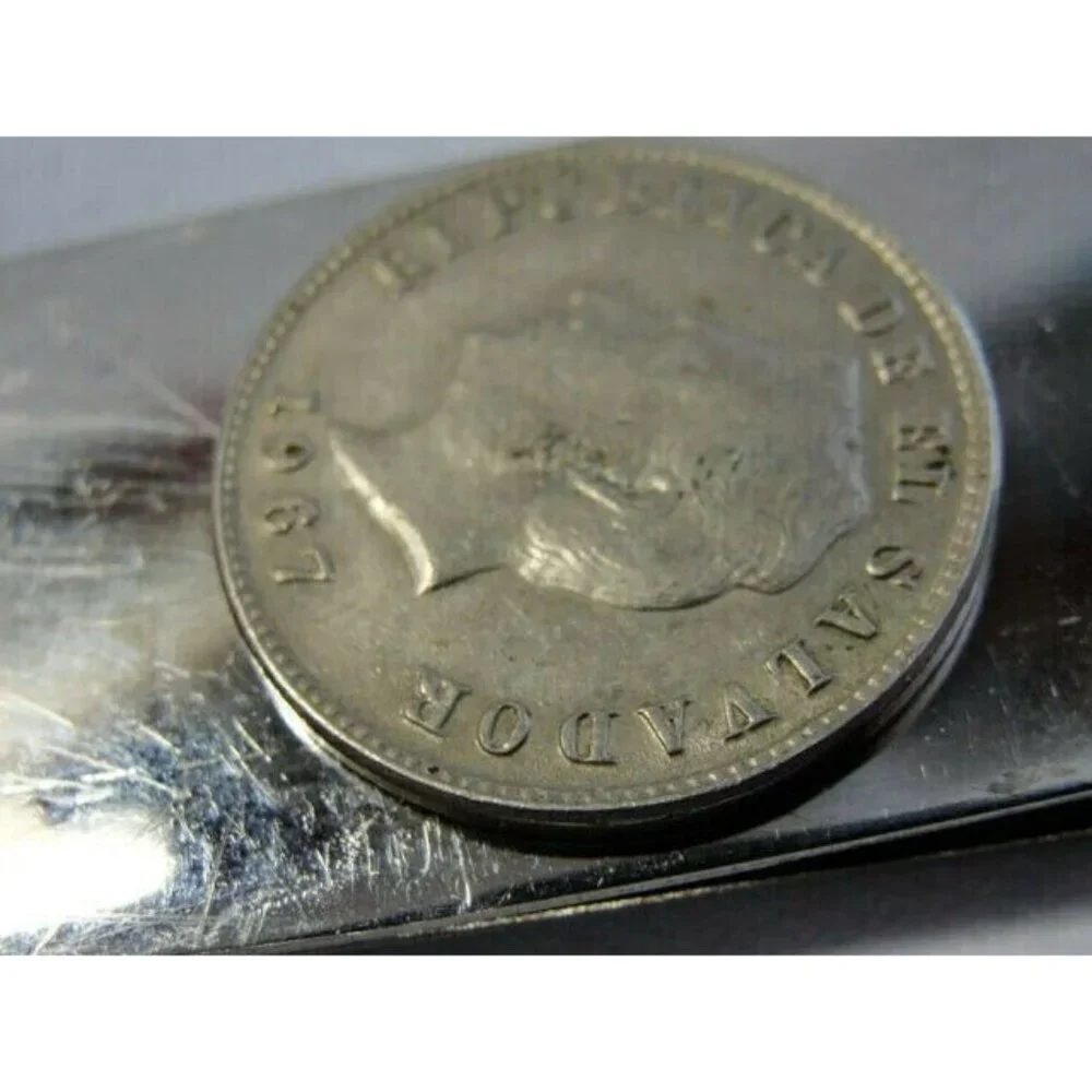 1967 5 Centavos El Salvador Money Clip Stainless Steel Wallet Cash Holder Silver